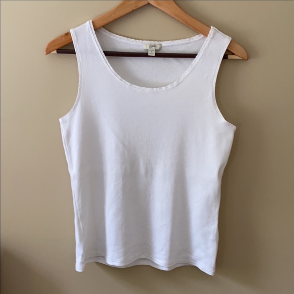 J Jill Classic White Ribbed Tank S